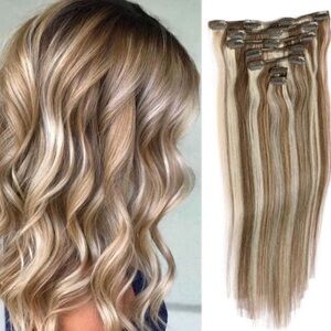 18inch Straight Human Hair Extensions Clip in